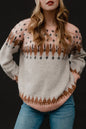 Geometric Raglan Sleeve Sweater