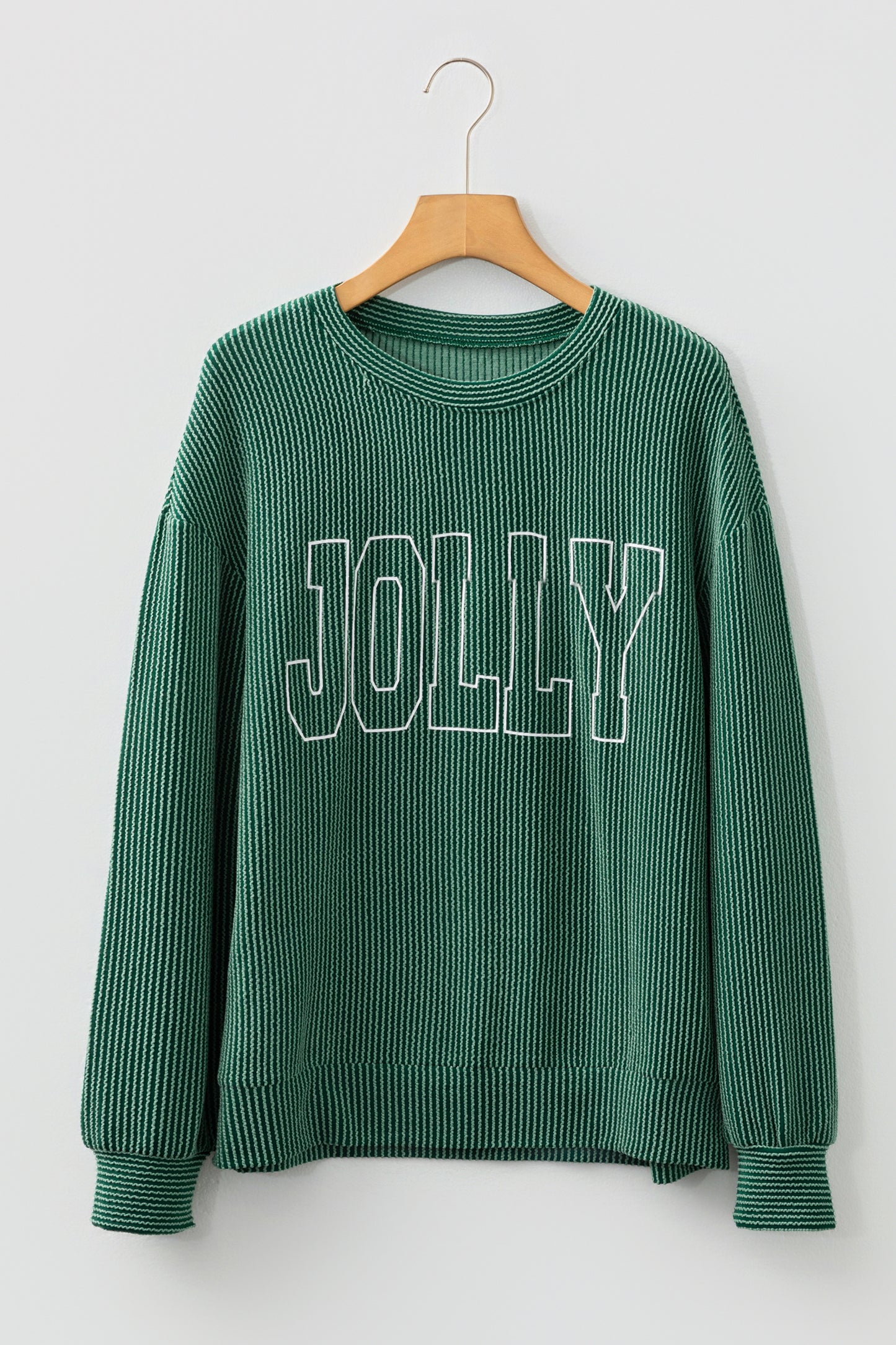 Christmas Merry Corded Knit Long Sleeve Top