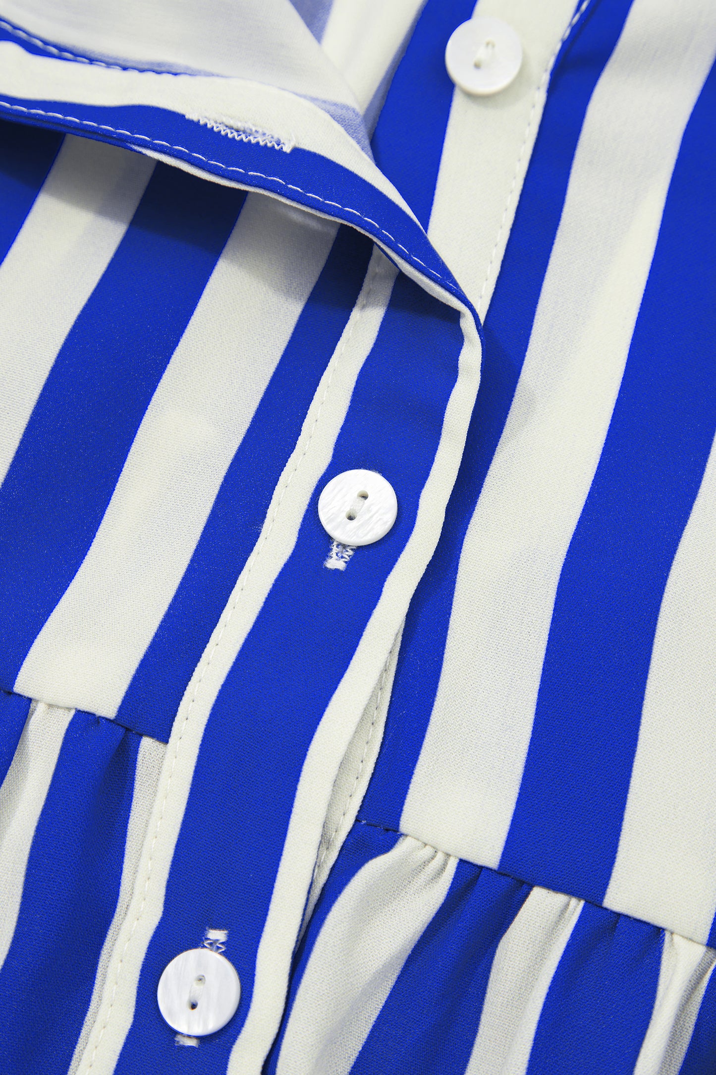 Stripe Balloon Sleeve Button-Up Shirt