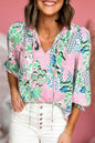 Floral V-Neck 3/4 Sleeve Blouse