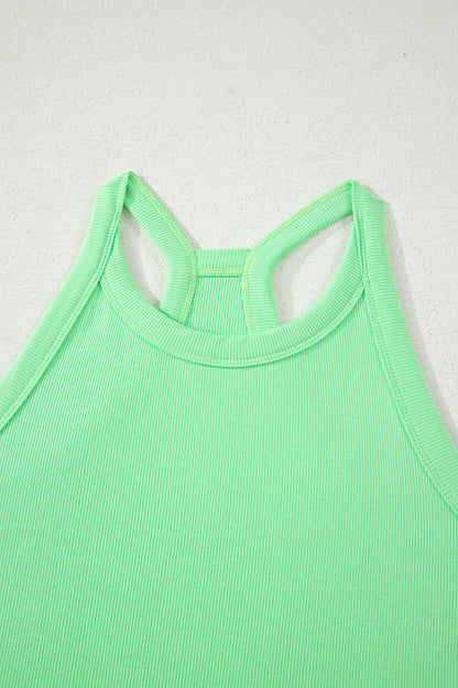 Solid Tank Top & Elastic Waist Mini Skort Set