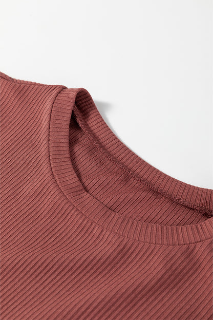 Solid Ribbed Round Neck Long Sleeve Bodysuit