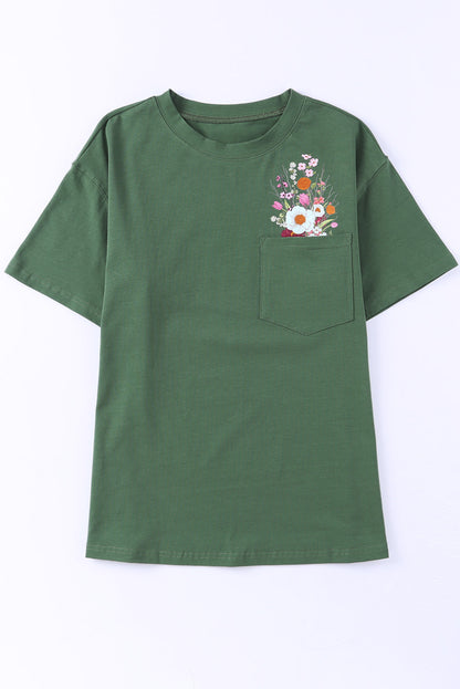 Floral Short Sleeve Pocketed Tee