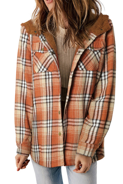 Plaid Sherpa Lined Hooded Shacket