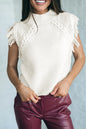 Fringe Mock Neck Sleeveless Sweater