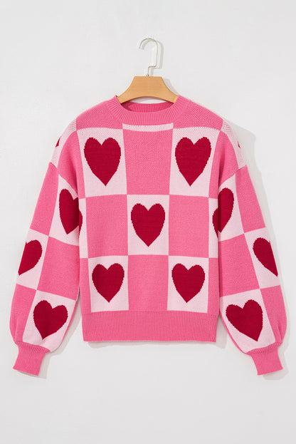 Valentine Heart Checker Crewneck Sweater