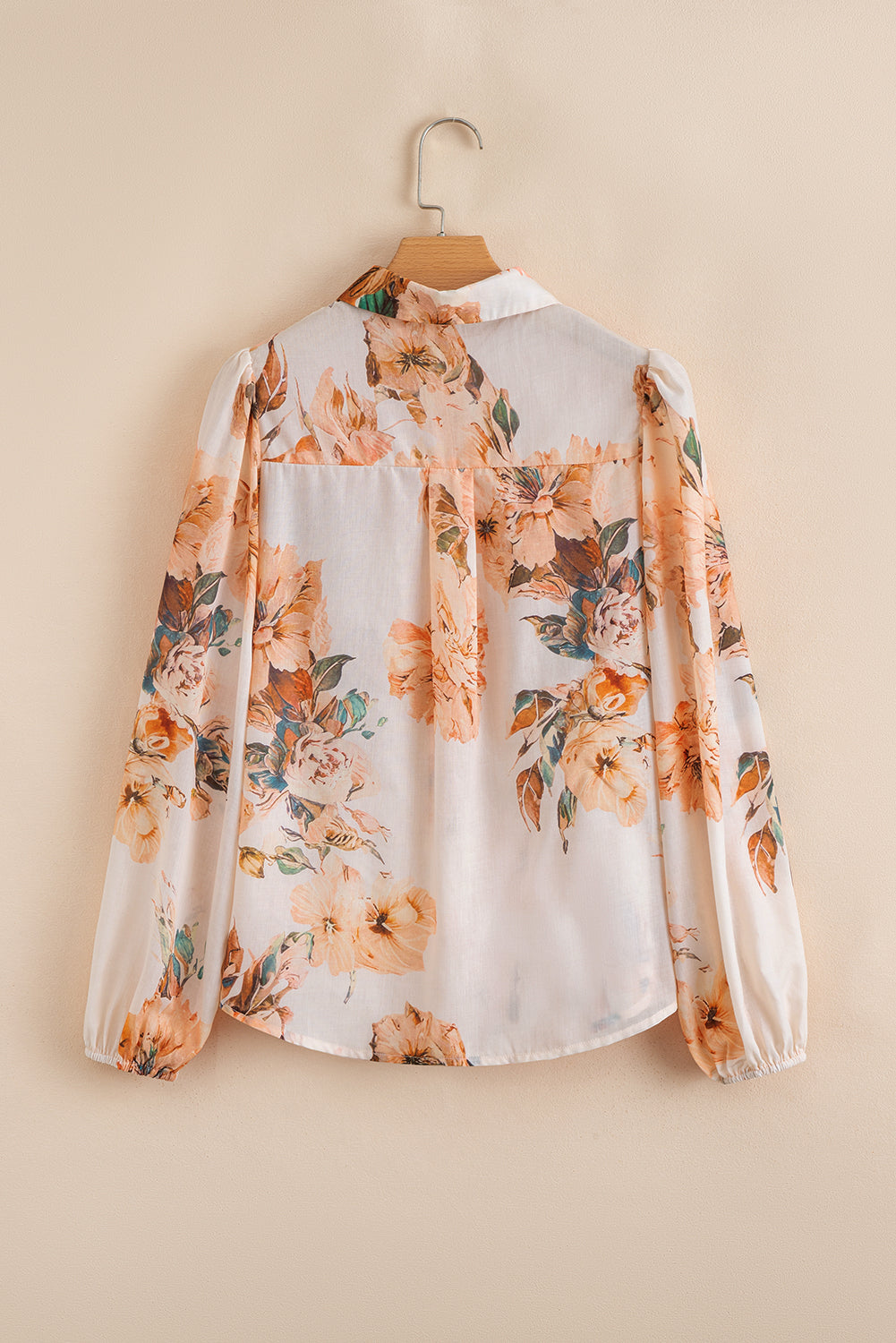 Floral Puff Sleeve Collared Shirt