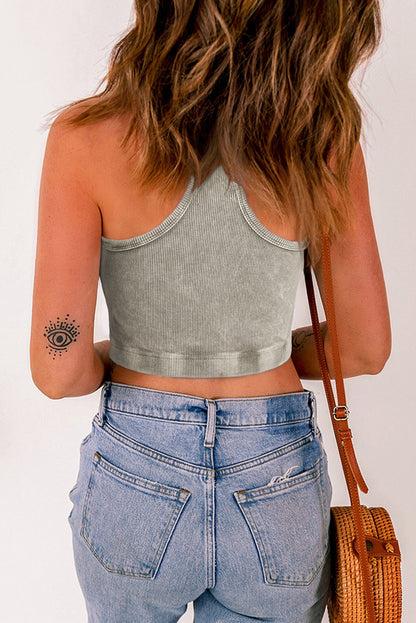 Mineral Wash Racerback Cropped Top