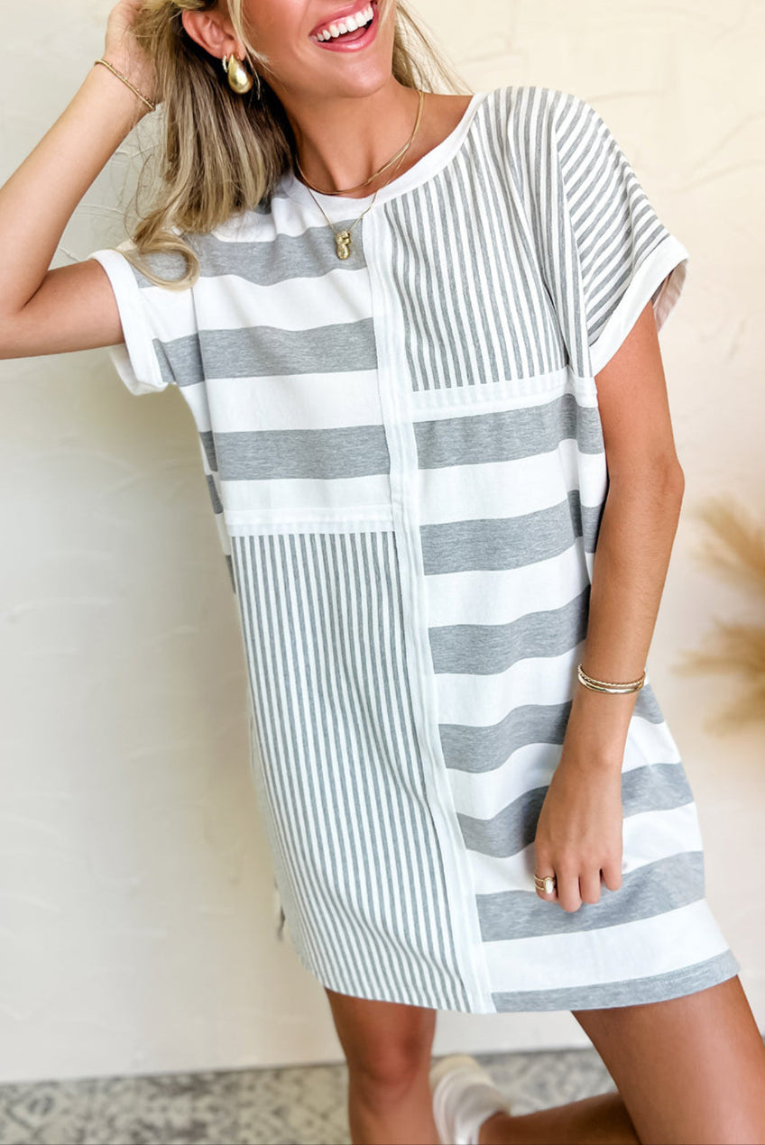 Stripe Short Sleeve Mini Dress