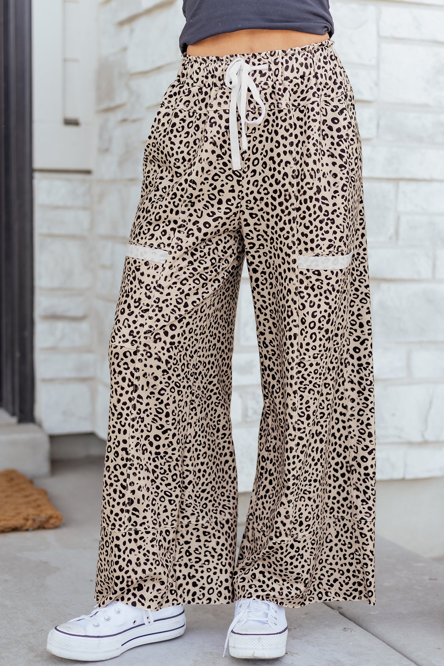 Leopard Terry Knit Wide Leg Pants – Pretty Bash