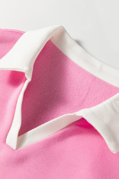 Floral Colorblock Patchwork Puff Sleeve Collared Top