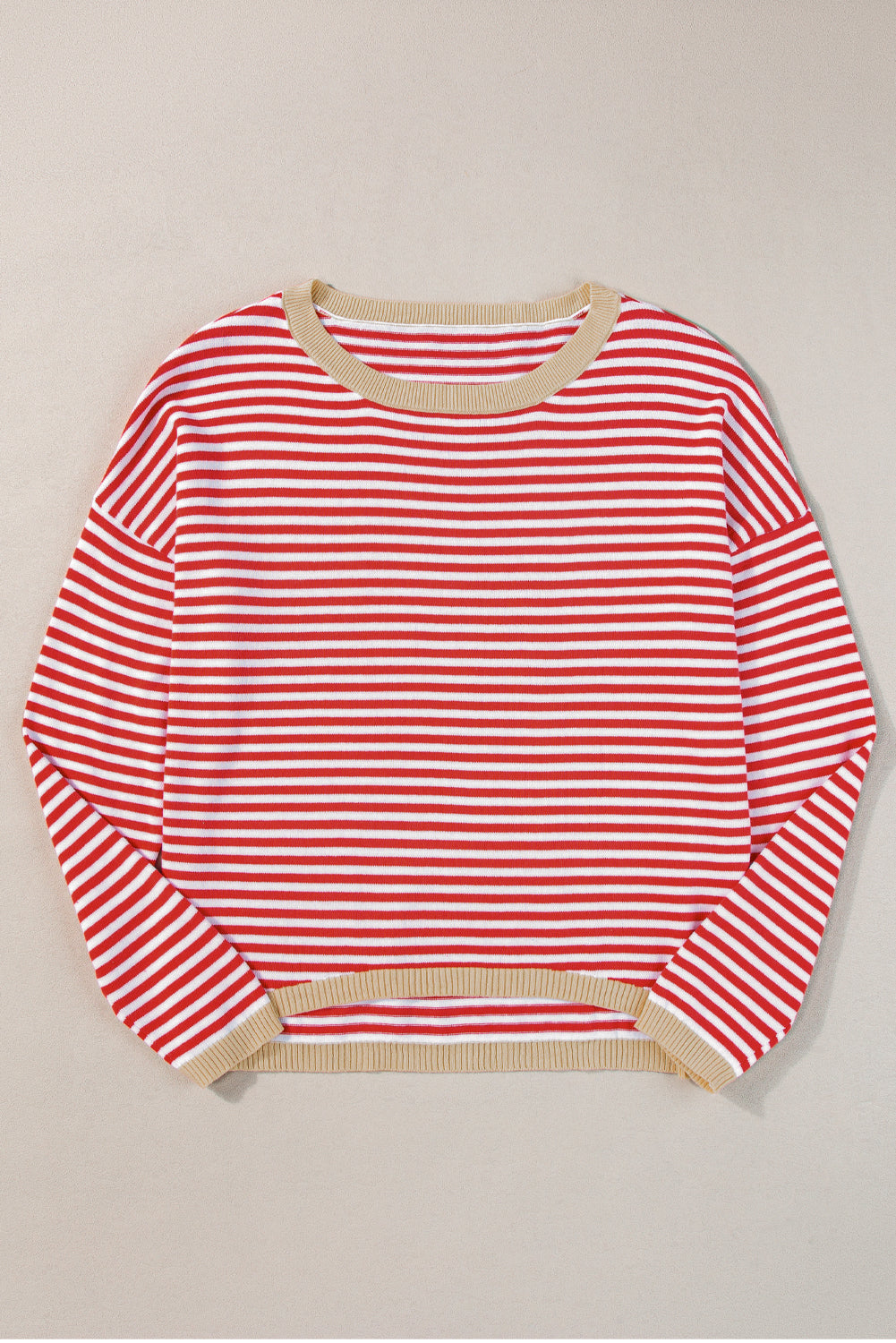 Stripe Contrast Trim Sweater