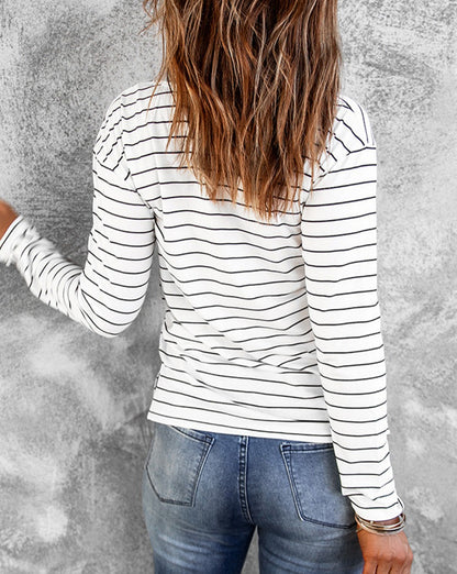 Stripe Long Sleeve V-Neck Top