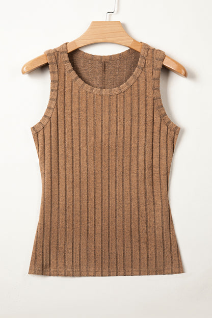 Solid Ribbed Knit Mineral Wash Tank Top
