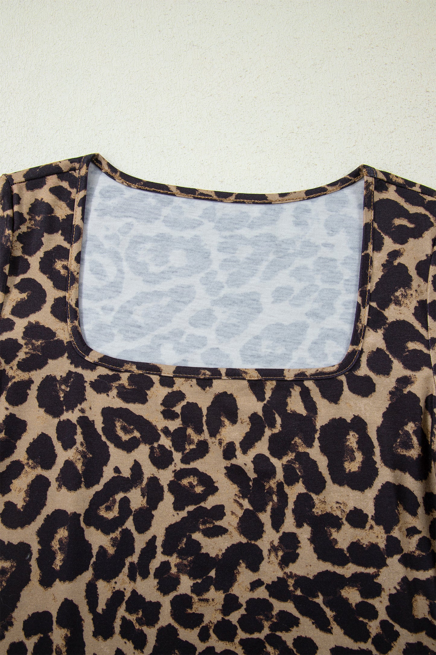 Leopard Square Neck Long Sleeve T-Shirt