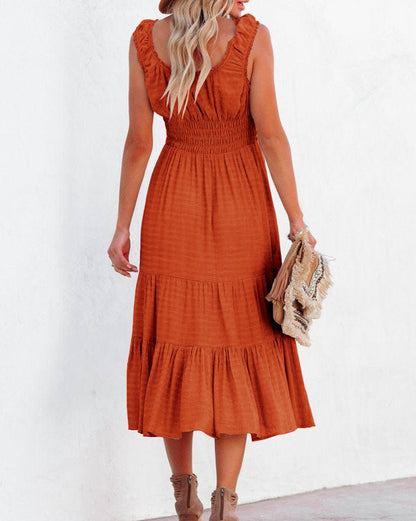 Smocked Waist Tiered Midi Dress