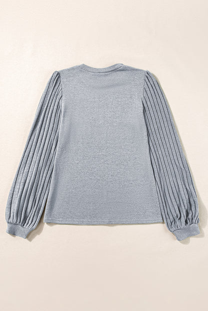 Ribbed Bishop Long Sleeve Top