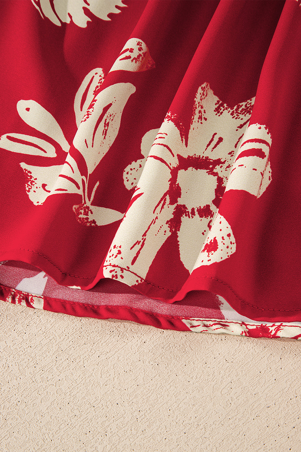 Flower Tied Neck Shirred Puff Sleeve Blouse