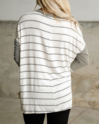 Stripe Patchwork Long Sleeve Top