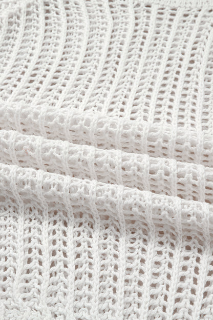 Plus Size Crochet Bow Tie Short Sleeve Sweater