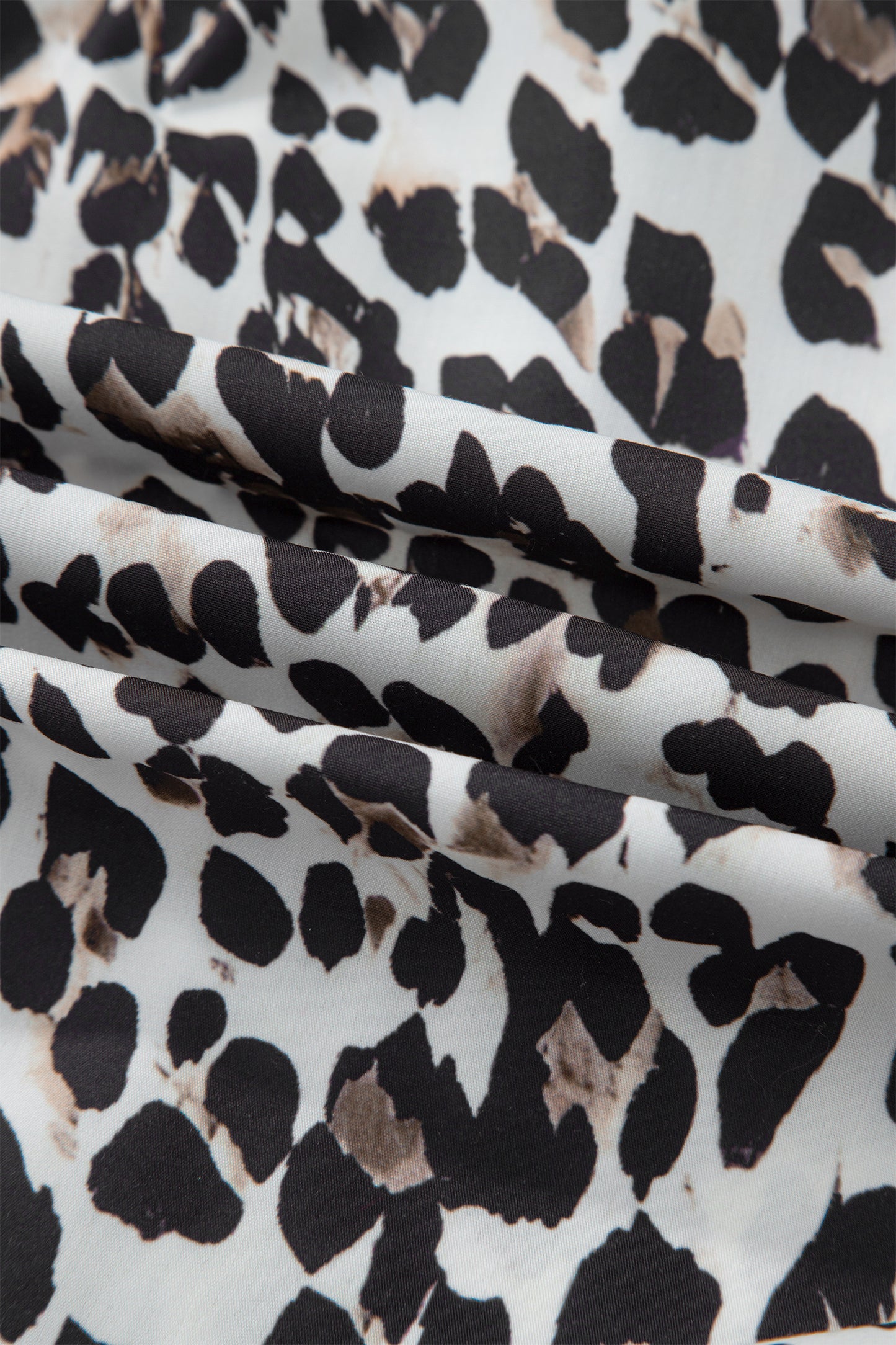 Plus Size Leopard Contrast Trim Half Button Top