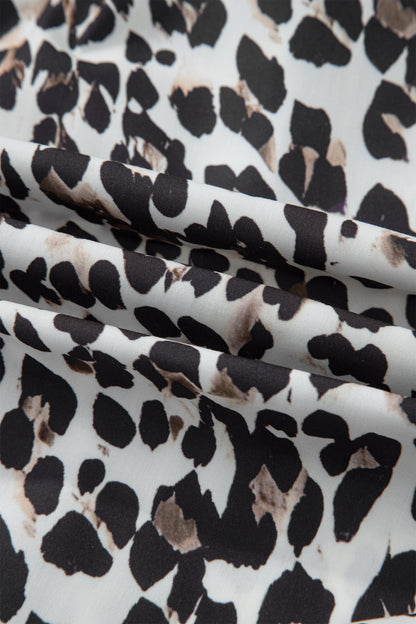 Plus Size Leopard Contrast Trim Half Button Top