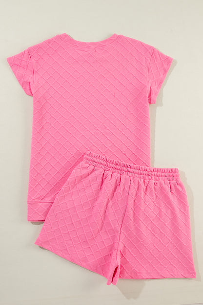 Checker Textured Tee and Drawstring Shorts
