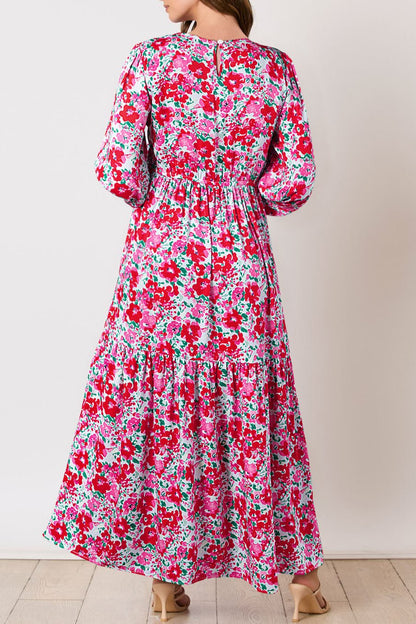 Floral Lantern Sleeve Maxi Dress