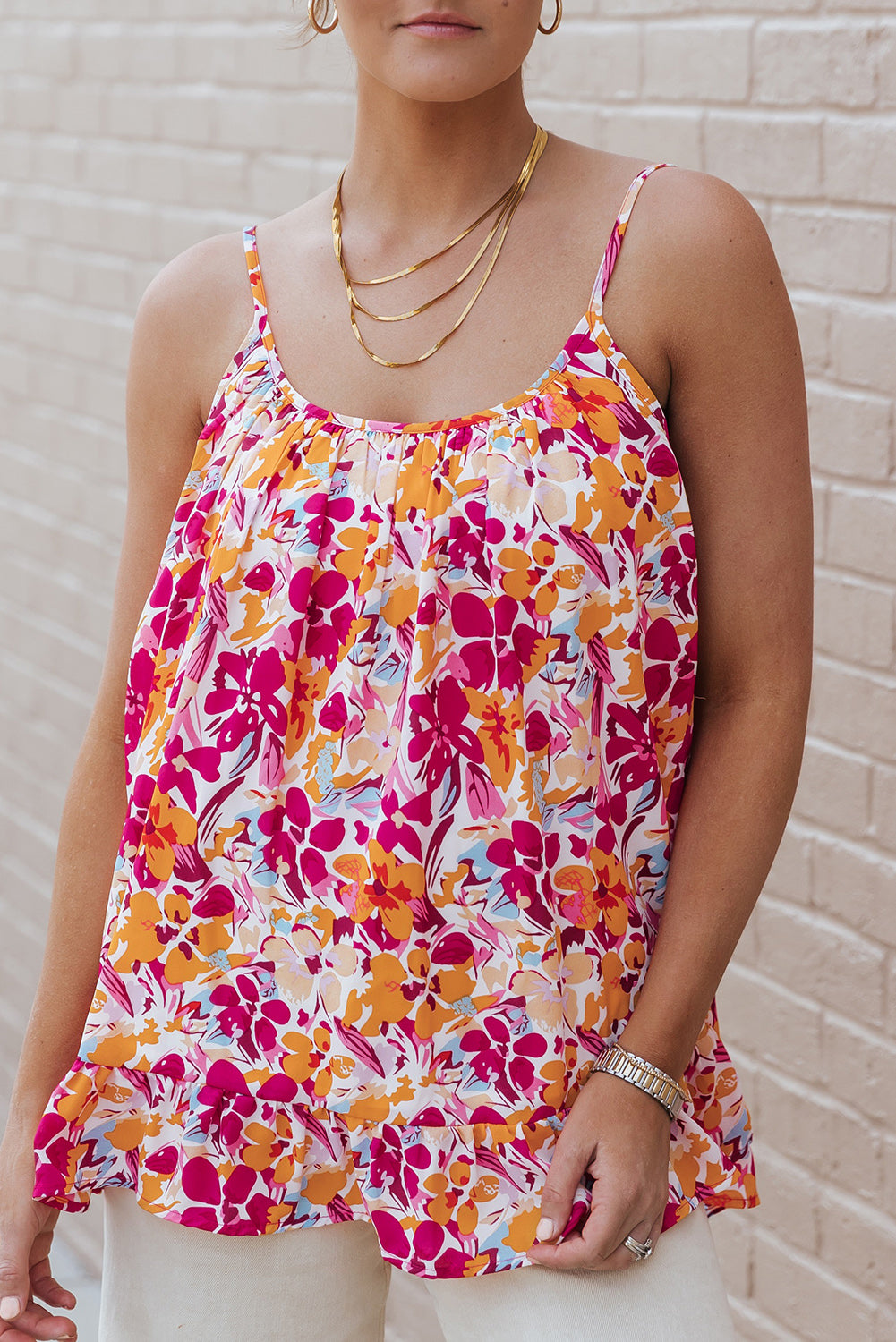 Floral Spaghetti Strap Tank Top