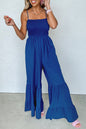 Smocked Ruffle Wide Leg Jumpsuit