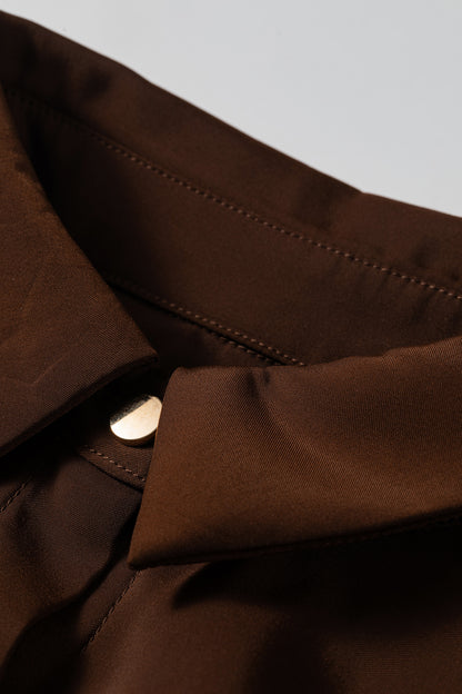 Solid Decorative Button Up Long Sleeve Shirt
