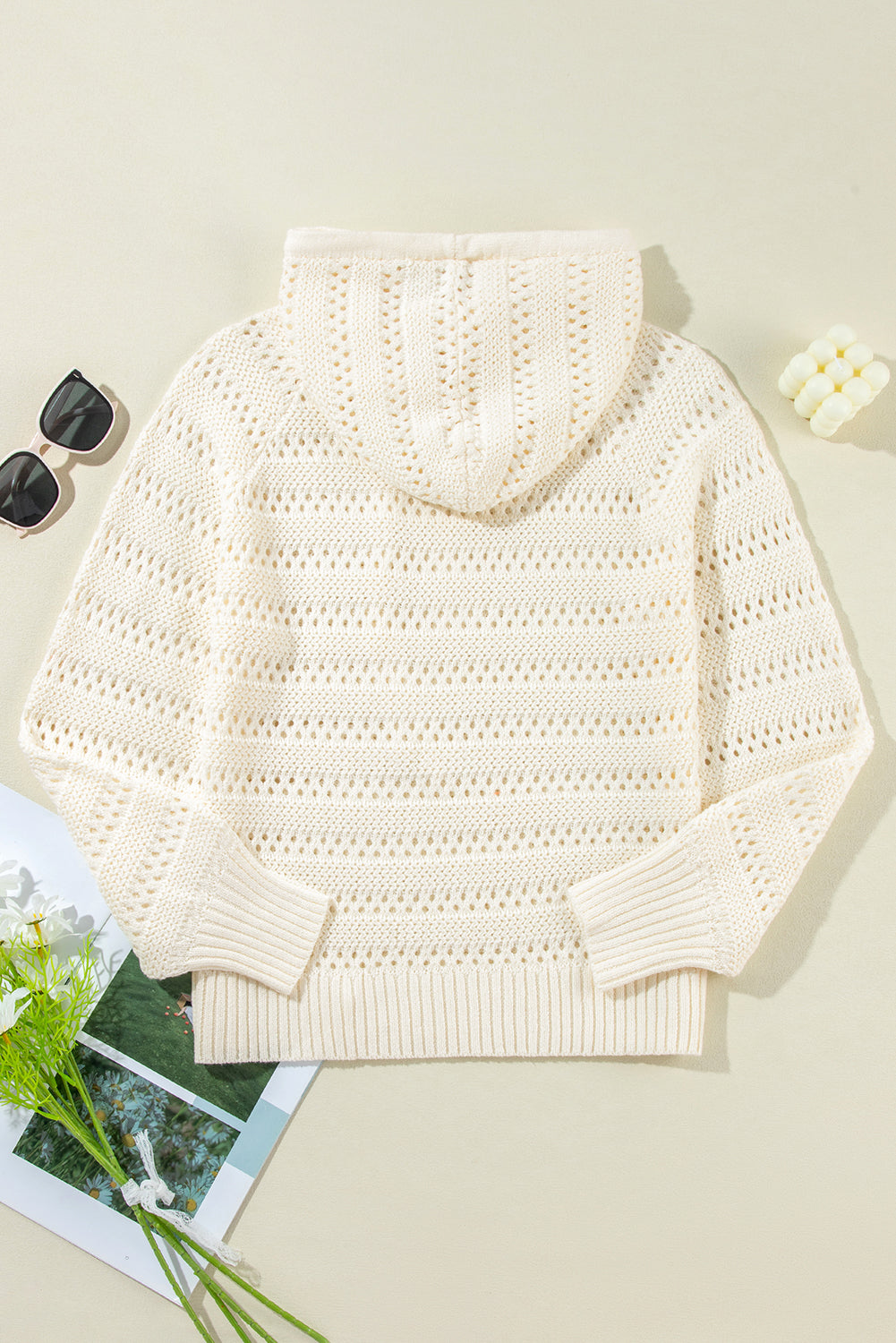 Pointelle Knit Raglan Sleeve Sweater