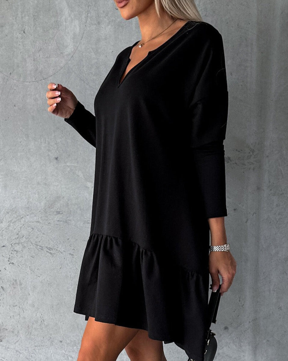 Ruffle Long Sleeve Loose Dress