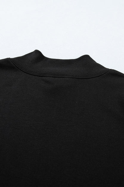 Solid Mock Neck Cap Sleeve Oversized Top