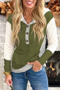 Colorblock Buttoned Kangaroo Pocket Hoodie