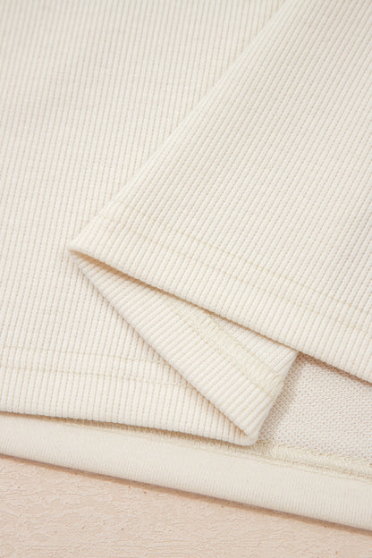 Solid Textured Raw Edge Top and Short Set