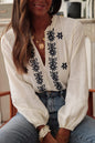 Floral Embroidered Puff Sleeve Blouse