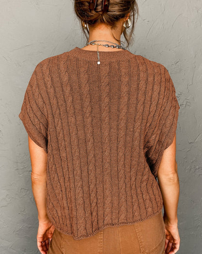 Cable Knit Short Sleeve Sweater