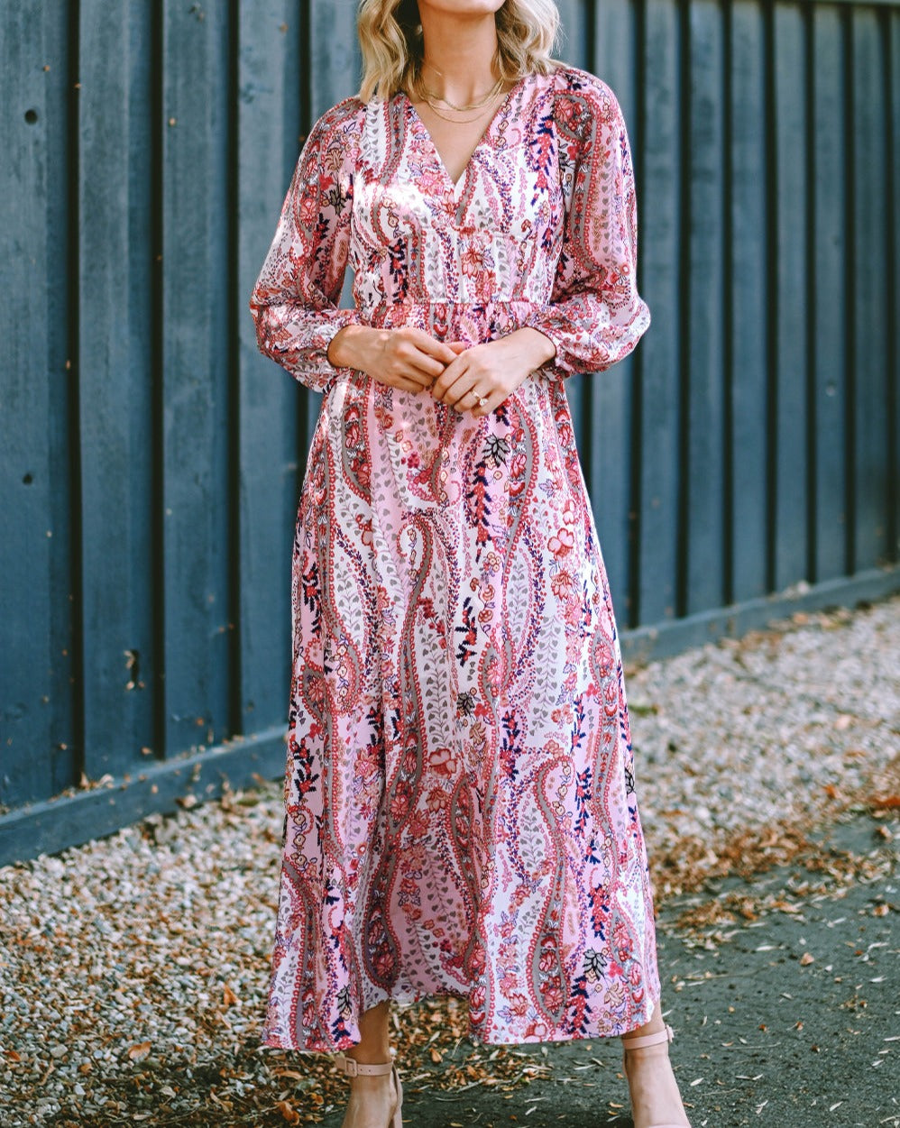 Paisley Long Sleeve Maxi Dress