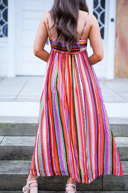 Stripe Smocked Boho Maxi Dress