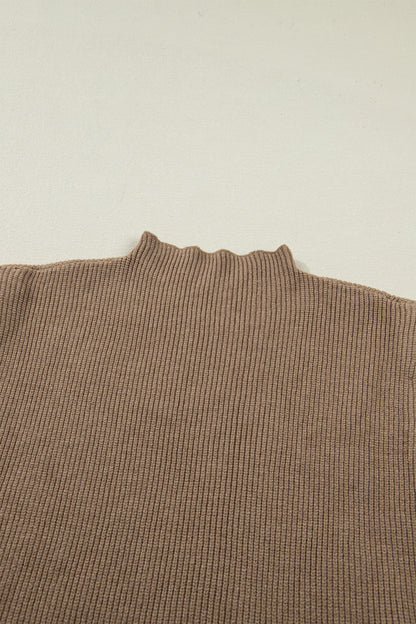 Solid Ribbed Knit Mock Neck Sleeveless Sweater