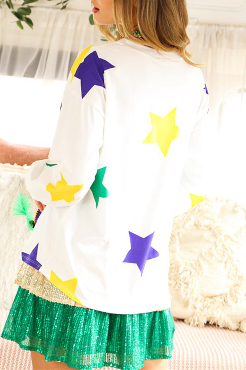 Mardi Gras Star Long Sleeve Top