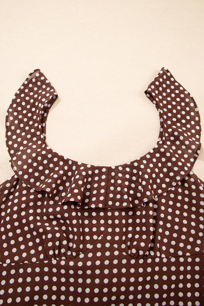 Polka Dot Backless Ruffle Tiered Maxi Dress