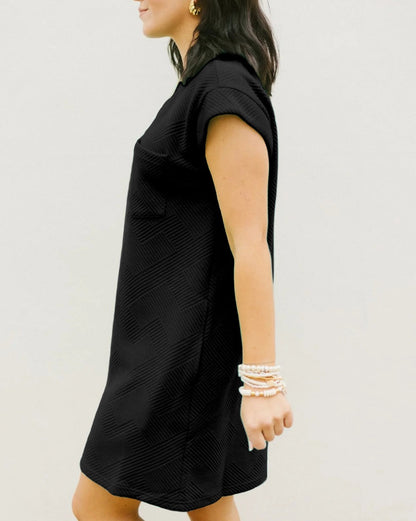 Texture Cap Sleeve T-Shirt Dress