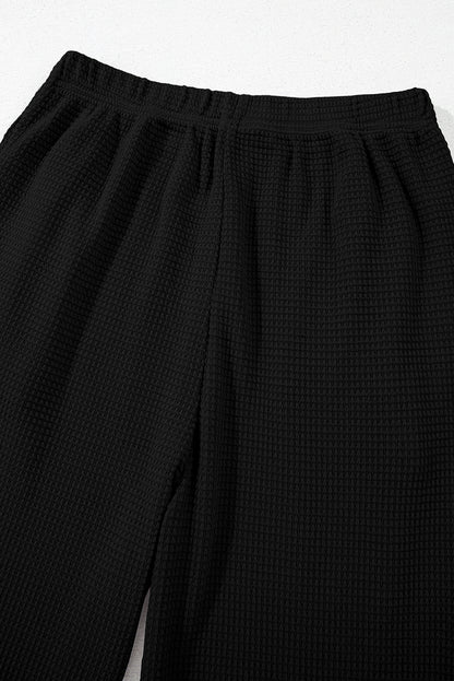 Solid Textured Buttoned Shirt and Pants Set