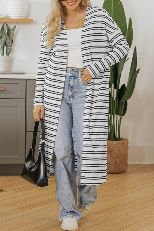 Stripe Open Front Duster Cardigan