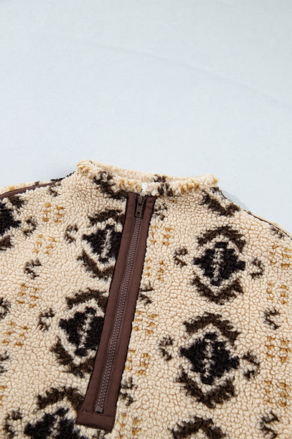 Western Geometric Fleece Half Zip Sweatshirt