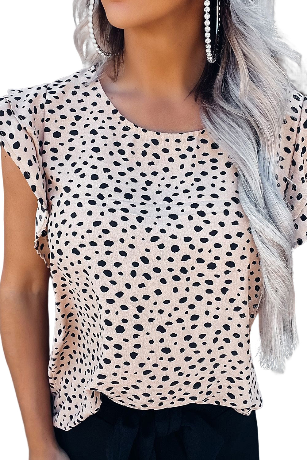 Leopard Ruffle Shoulder Tank Top