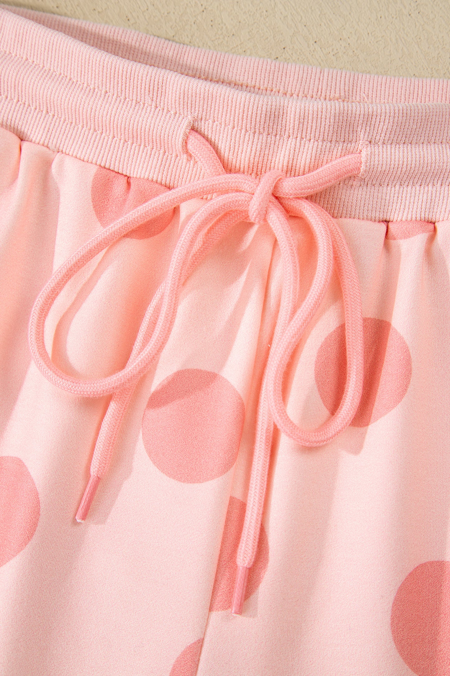 Polka Dot Pullover and Drawstring Shorts Set