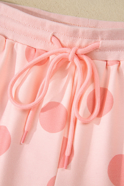 Polka Dot Pullover and Drawstring Shorts Set
